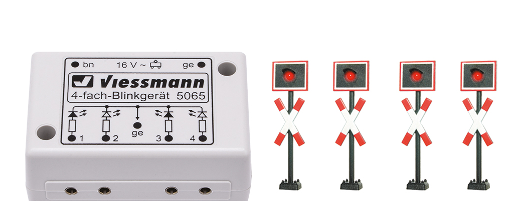 H0 St. Andrew`s crosses, 4 pieces with blinker electronics