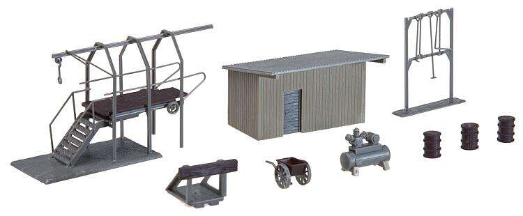 Compressor house, pipe blow frame, poker stand