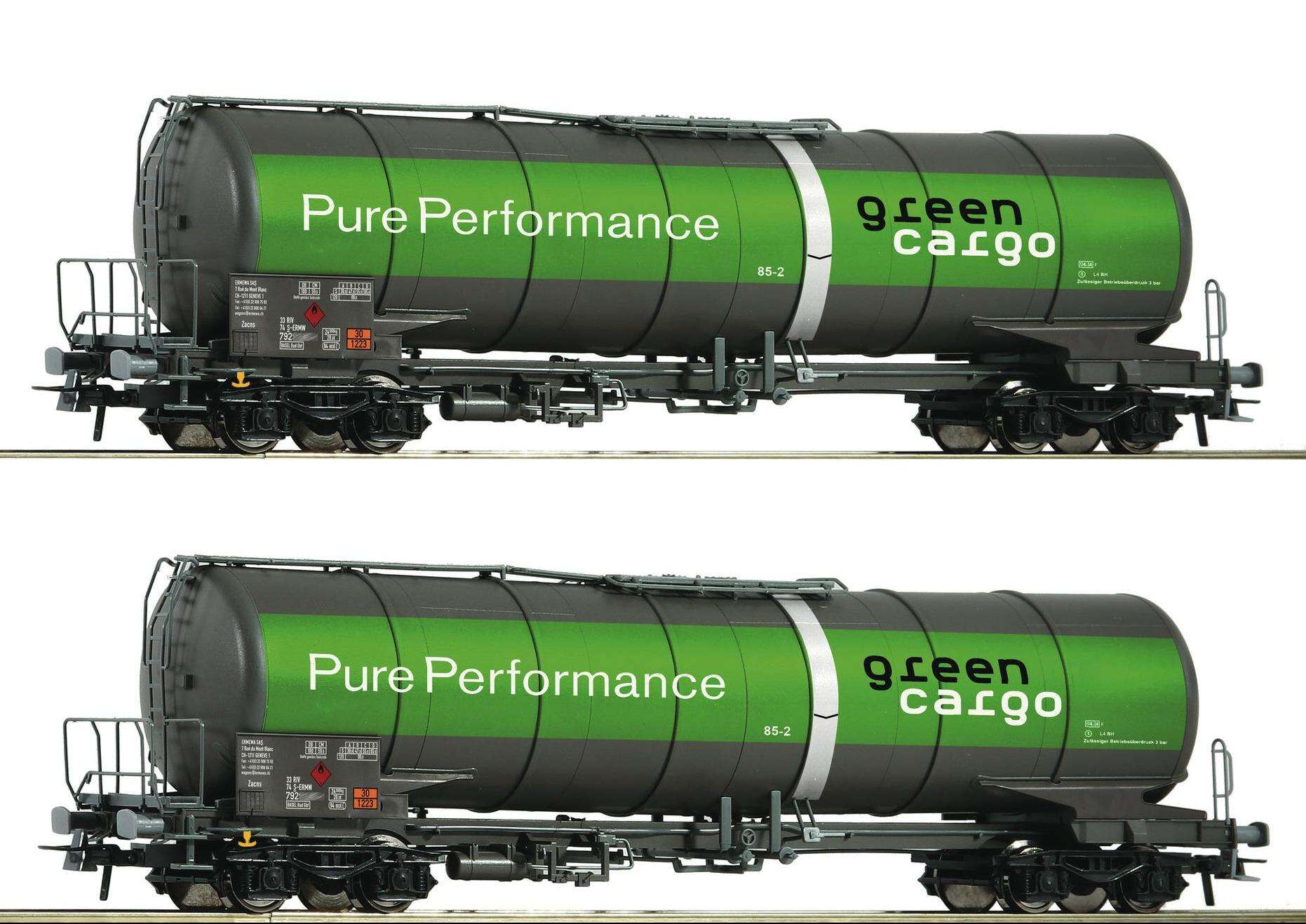 2 piece set: Tank wagons, Green Cargo