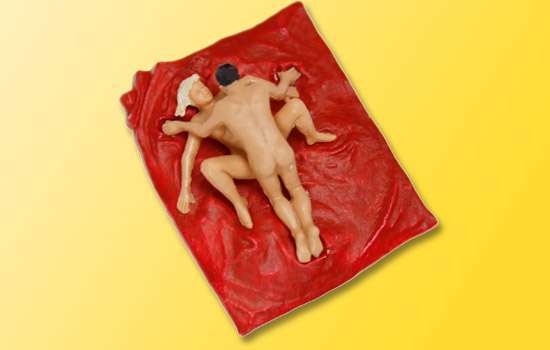 Sexy lovers on blanket, moving