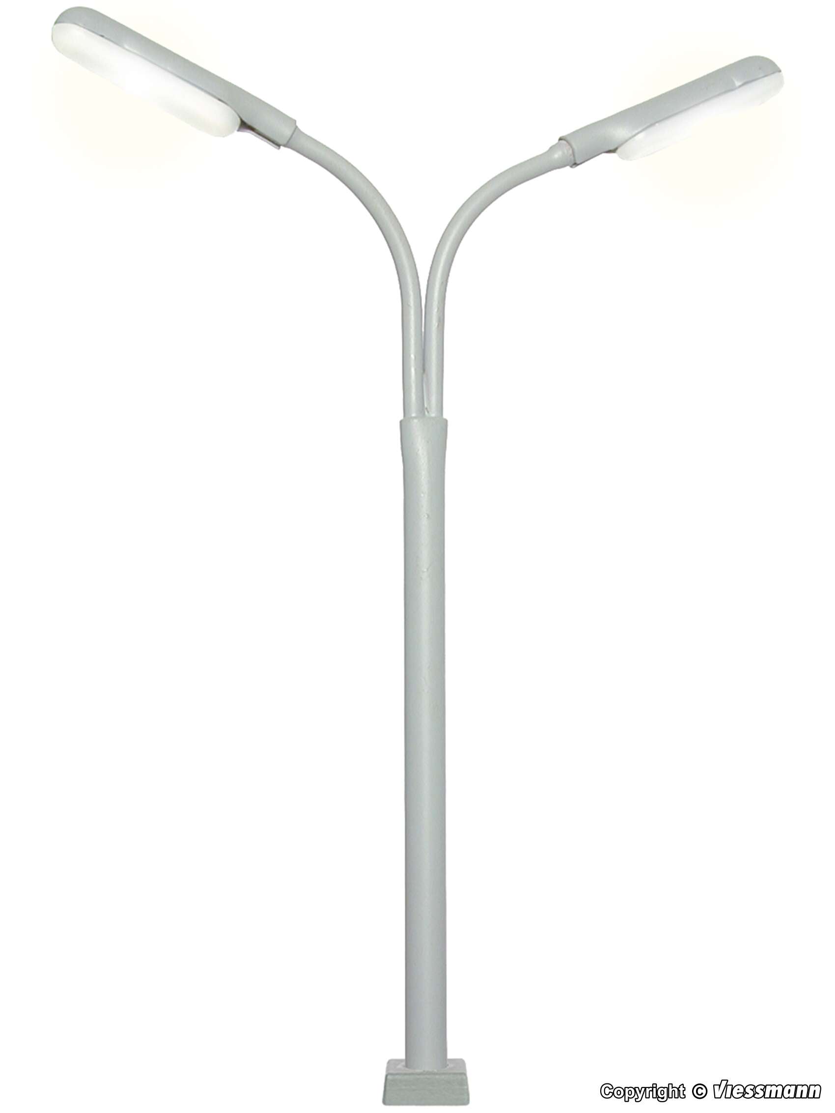 H0 Whip street light double with plug-in socket, 2 LEDs white