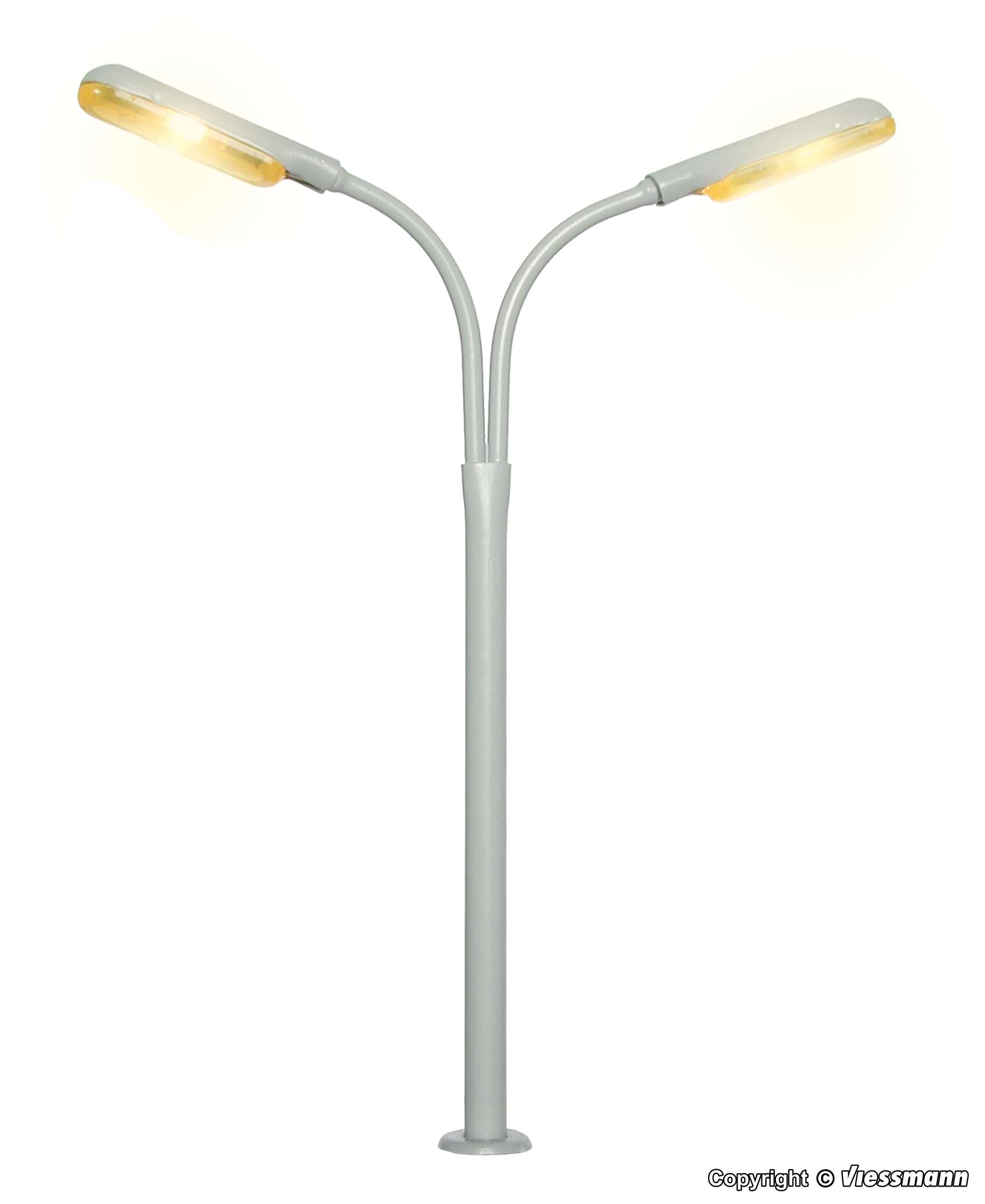H0 Whip street light double, 2 LEDs yellow