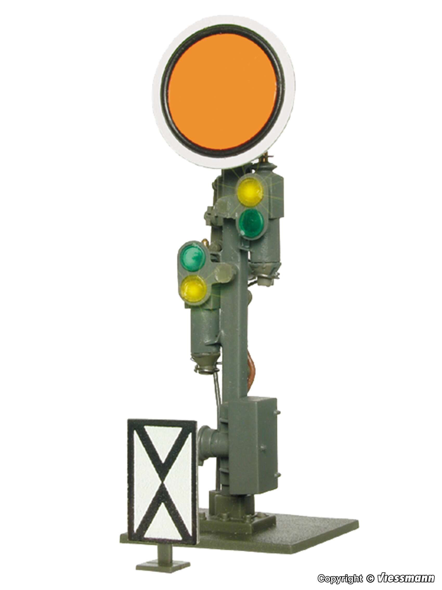 H0 Semaphore distant signal, movable disk