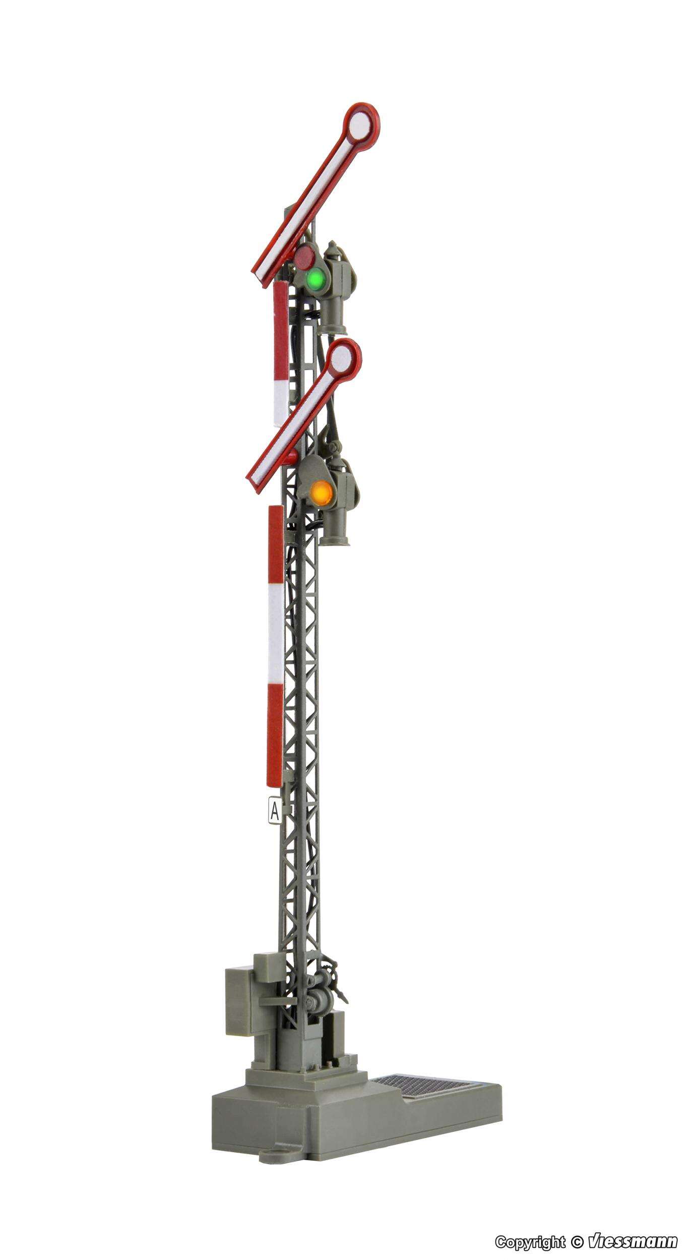 H0 Digital semaphore home signal, with 2 coupled arms