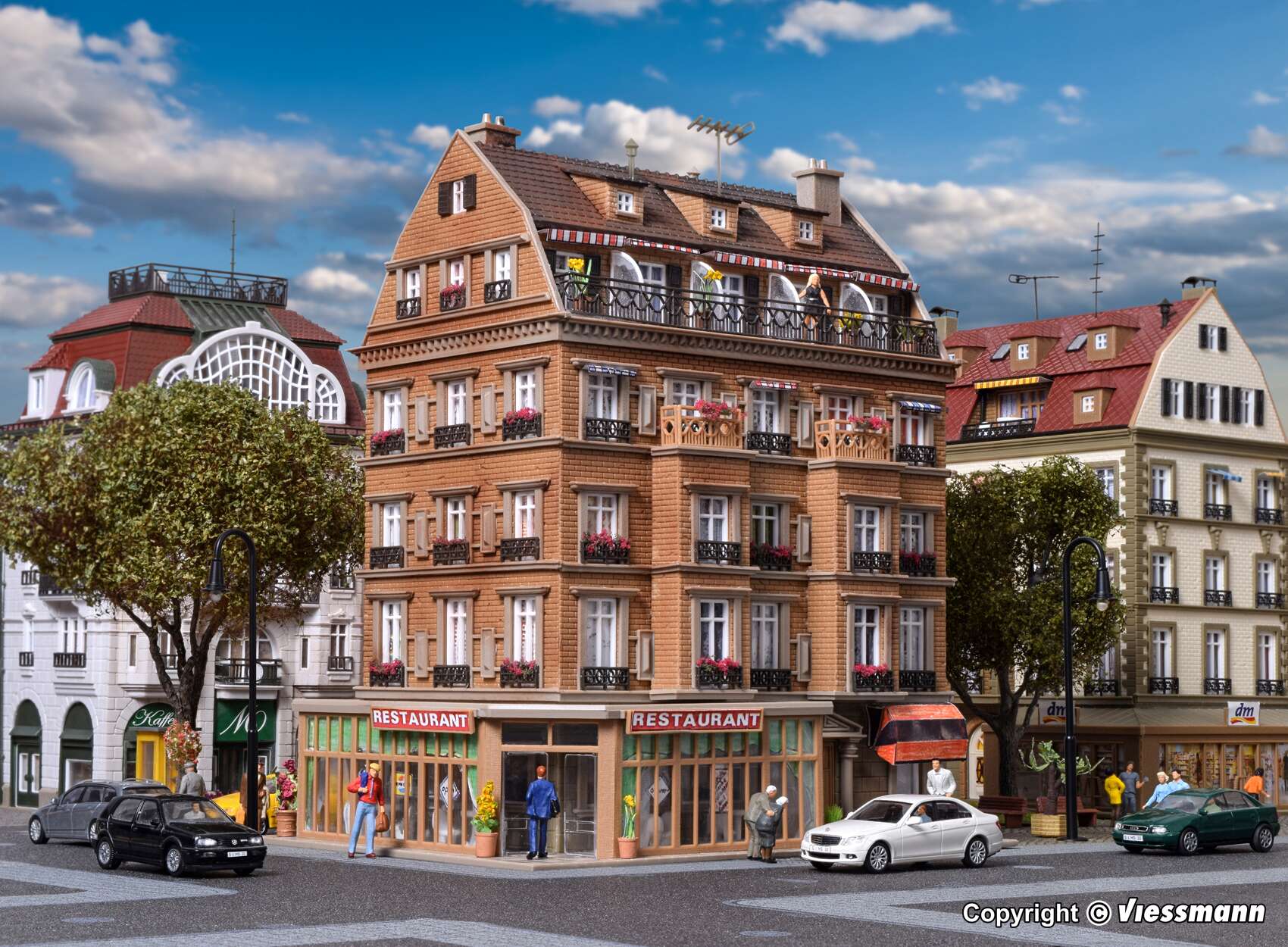 Restaurant with interior and LED lighting, functional kit