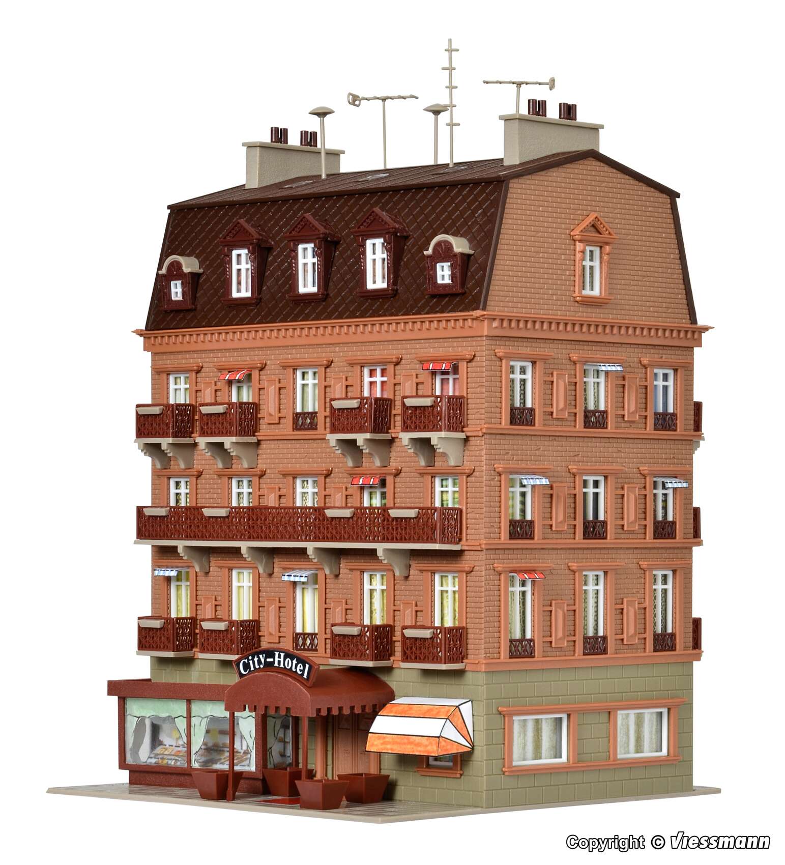 City hotel with LED lighting, functional kit