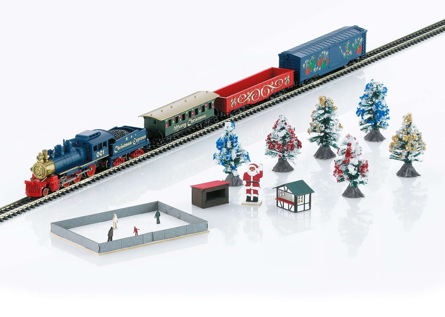 Christmas Starter Set. Freight Train with an Oval of Track