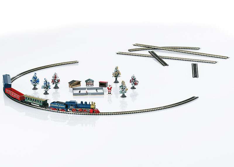Christmas Starter Set. Freight Train with an Oval of Track