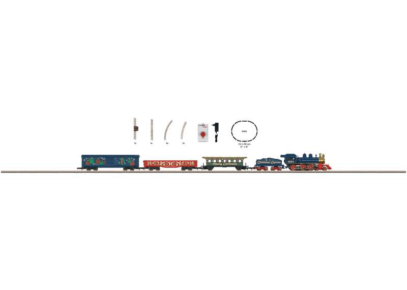Christmas Starter Set. Freight Train with an Oval of Track