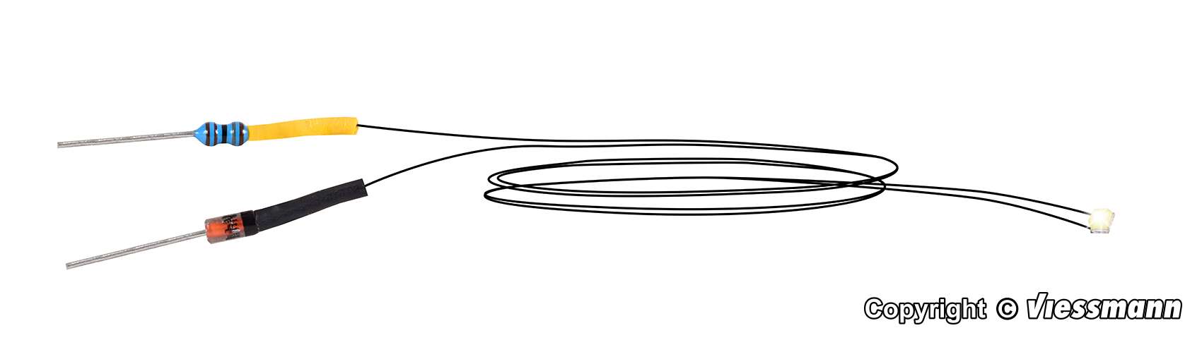 LED white with soldered cables, 5 pieces