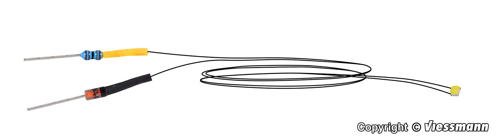 LED white with soldered cables, 5 pieces