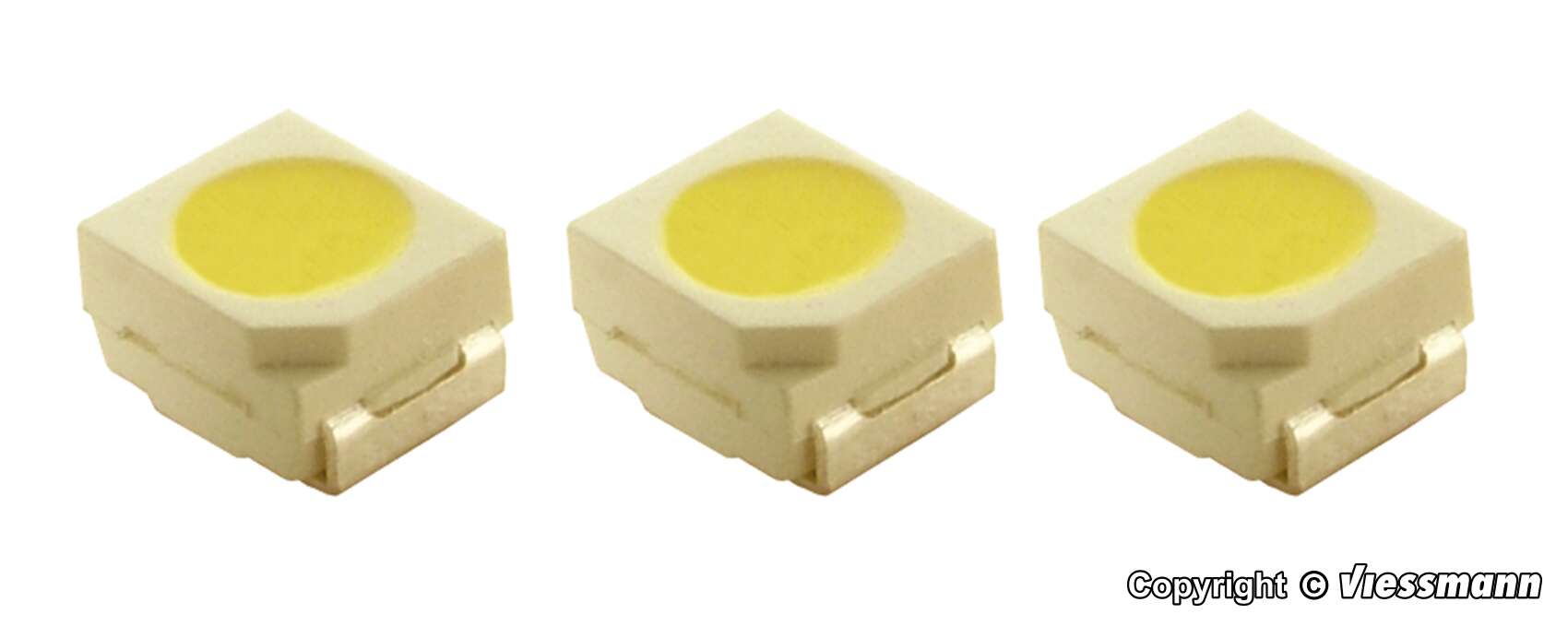 LED white, L 2,9 x W 3,5 mm, incl. resistors, 3 pieces