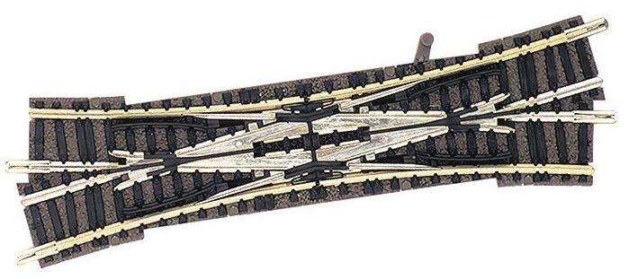 Double slip for manual operation, left hand crossing, 15°, length 111 mm.