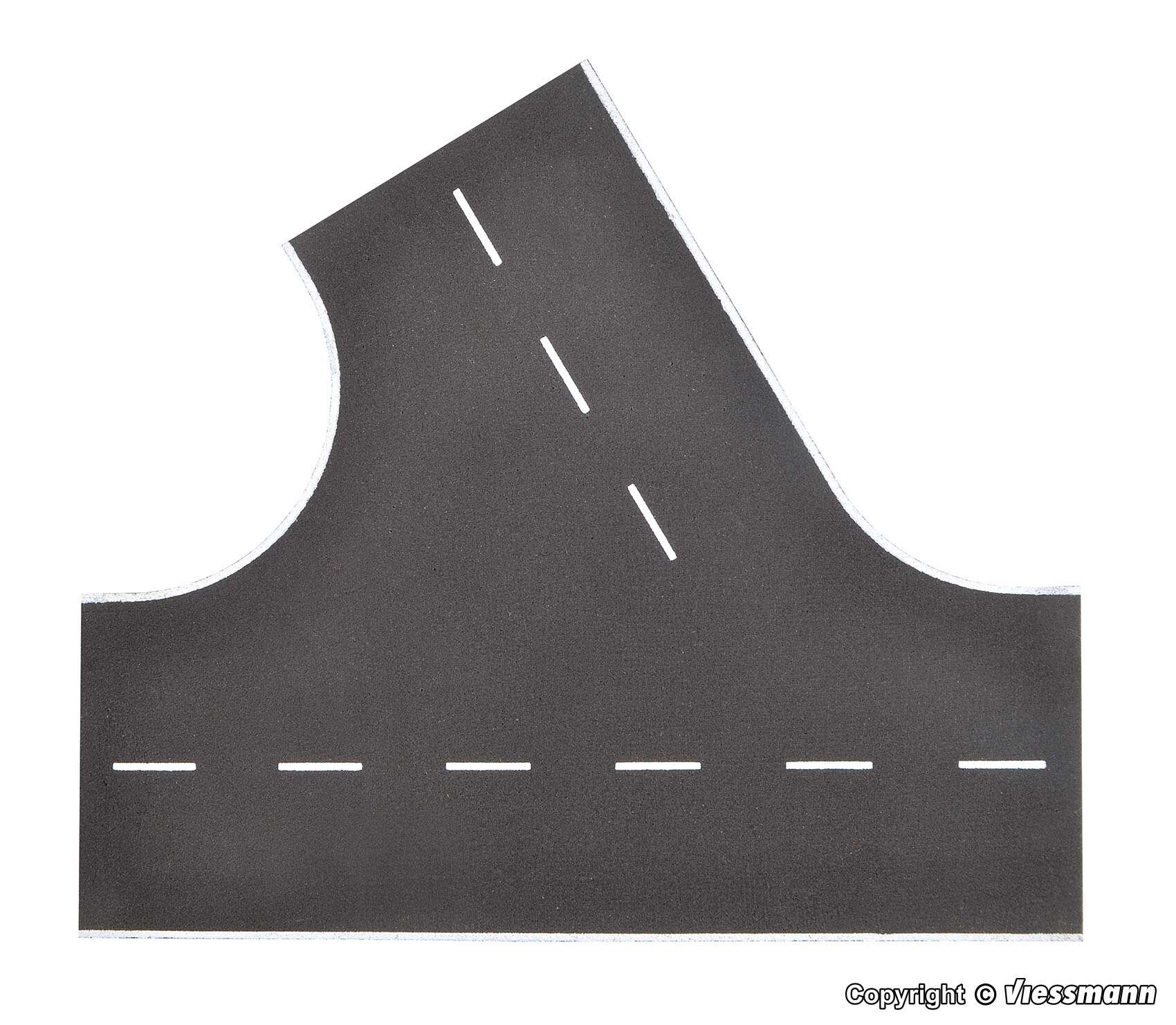 H0 Street plate asphalt of Stone Art, 60°-intersection to the left, L 22 x W 19,5 cm