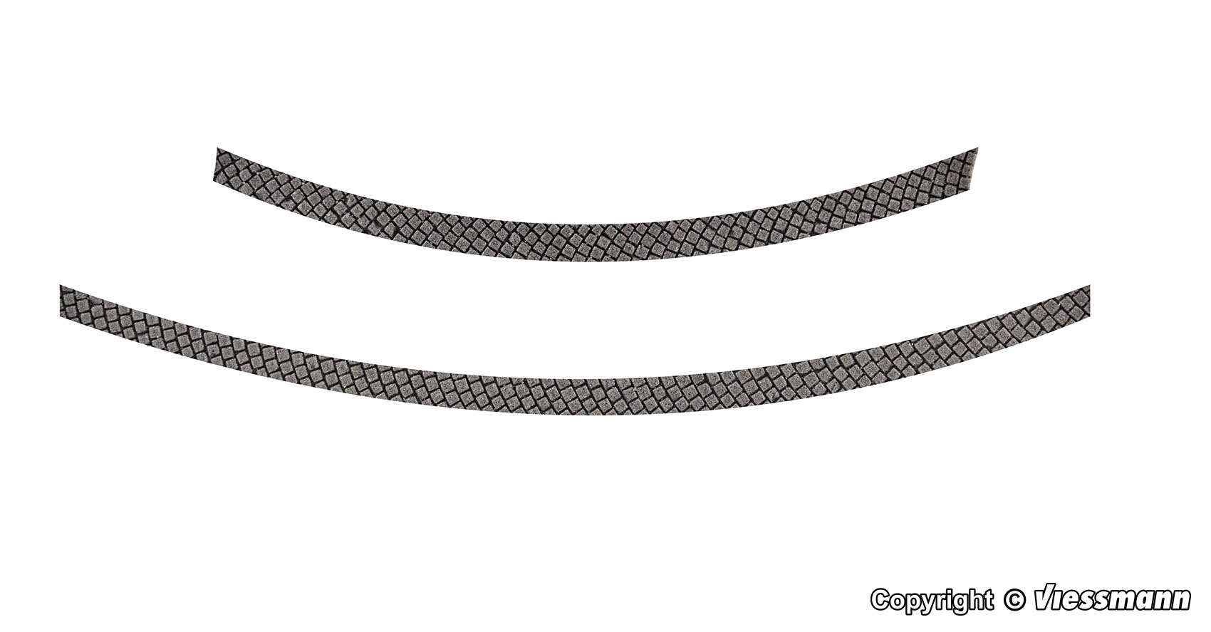 H0 Side strip cobblestone of Stone Art, 45°-curve, radius 30 cm