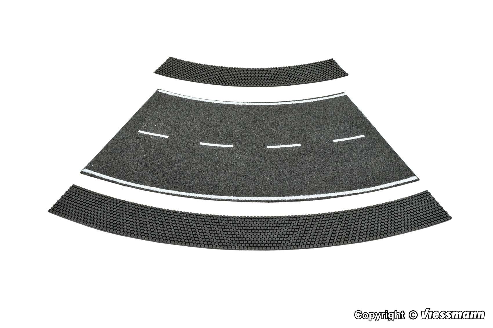 H0 Side strip cobblestone of Stone Art, 45°-curve, radius 12 – 15 cm