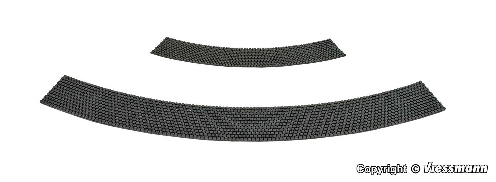 H0 Side strip cobblestone of Stone Art, 45°-curve, radius 12 – 15 cm