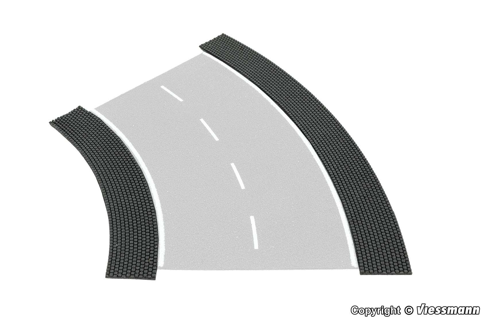 H0 Side strip cobblestone of Stone Art, 45°-curve, radius 12 – 15 cm