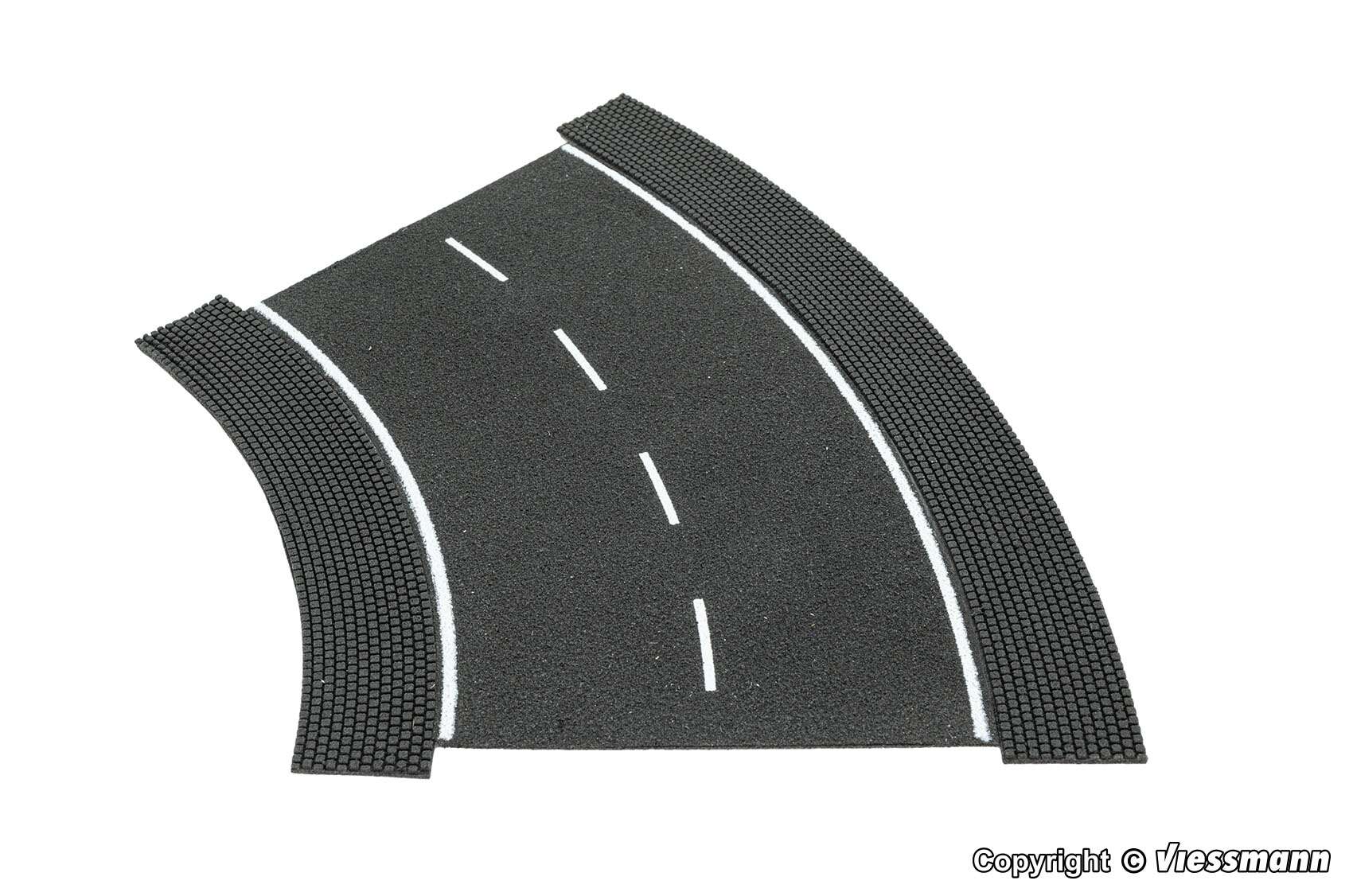 H0 Side strip cobblestone of Stone Art, 45°-curve, radius 12 – 15 cm