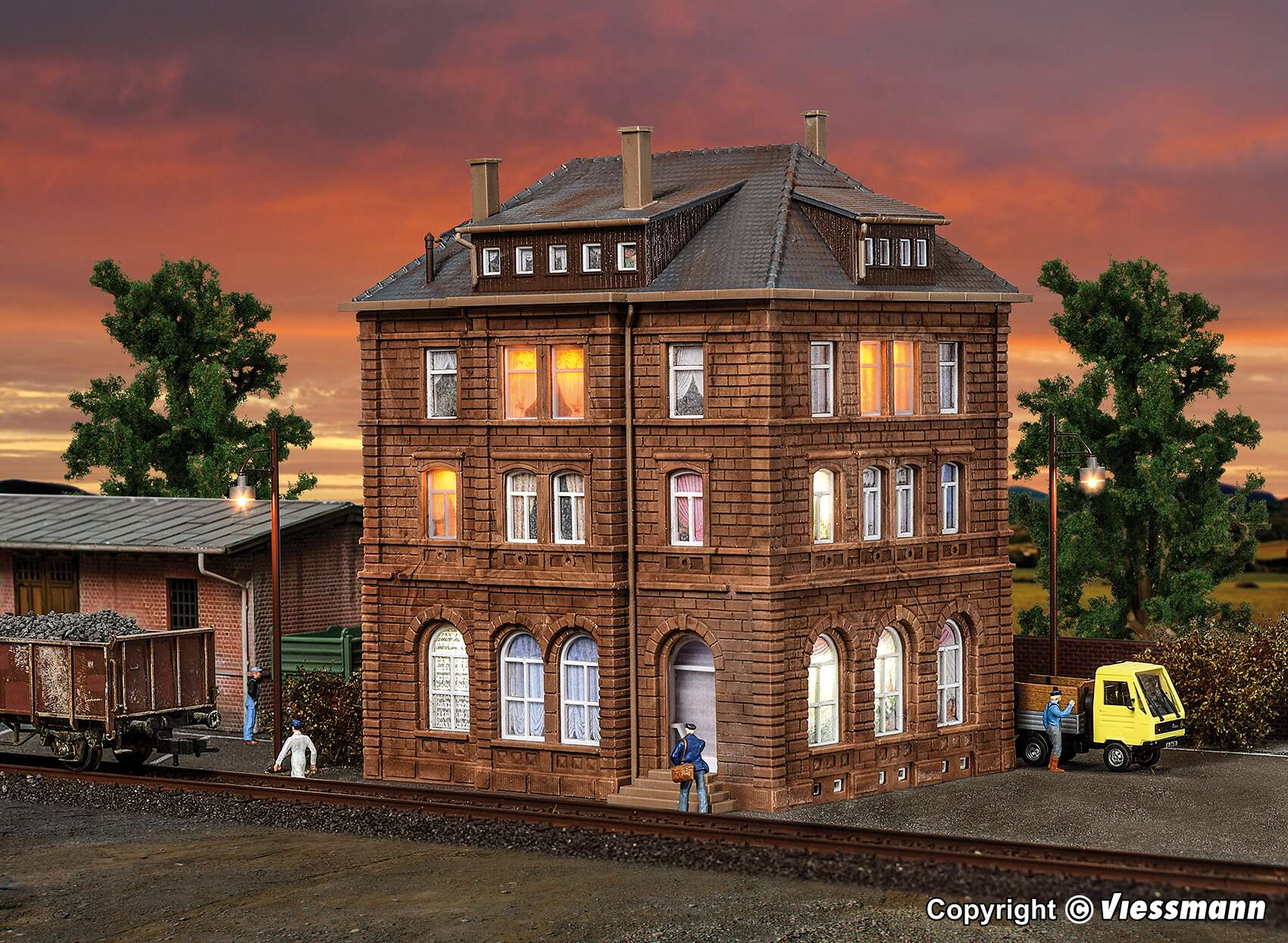 Railway system building incl. illumination starter set, functional kit
