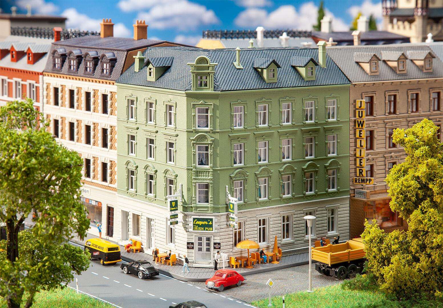 Town corner house with pub