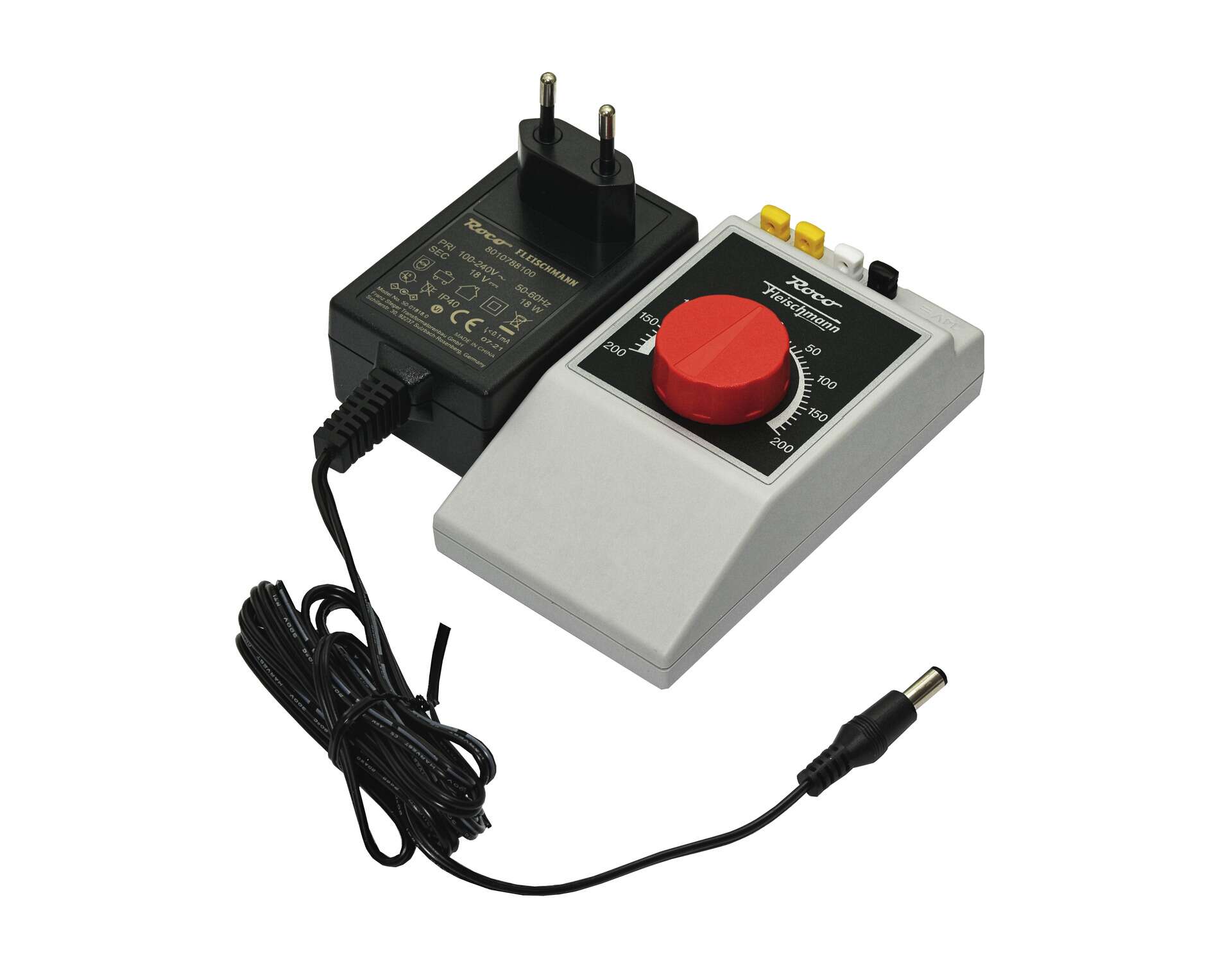 Train controller and plug-in power supply