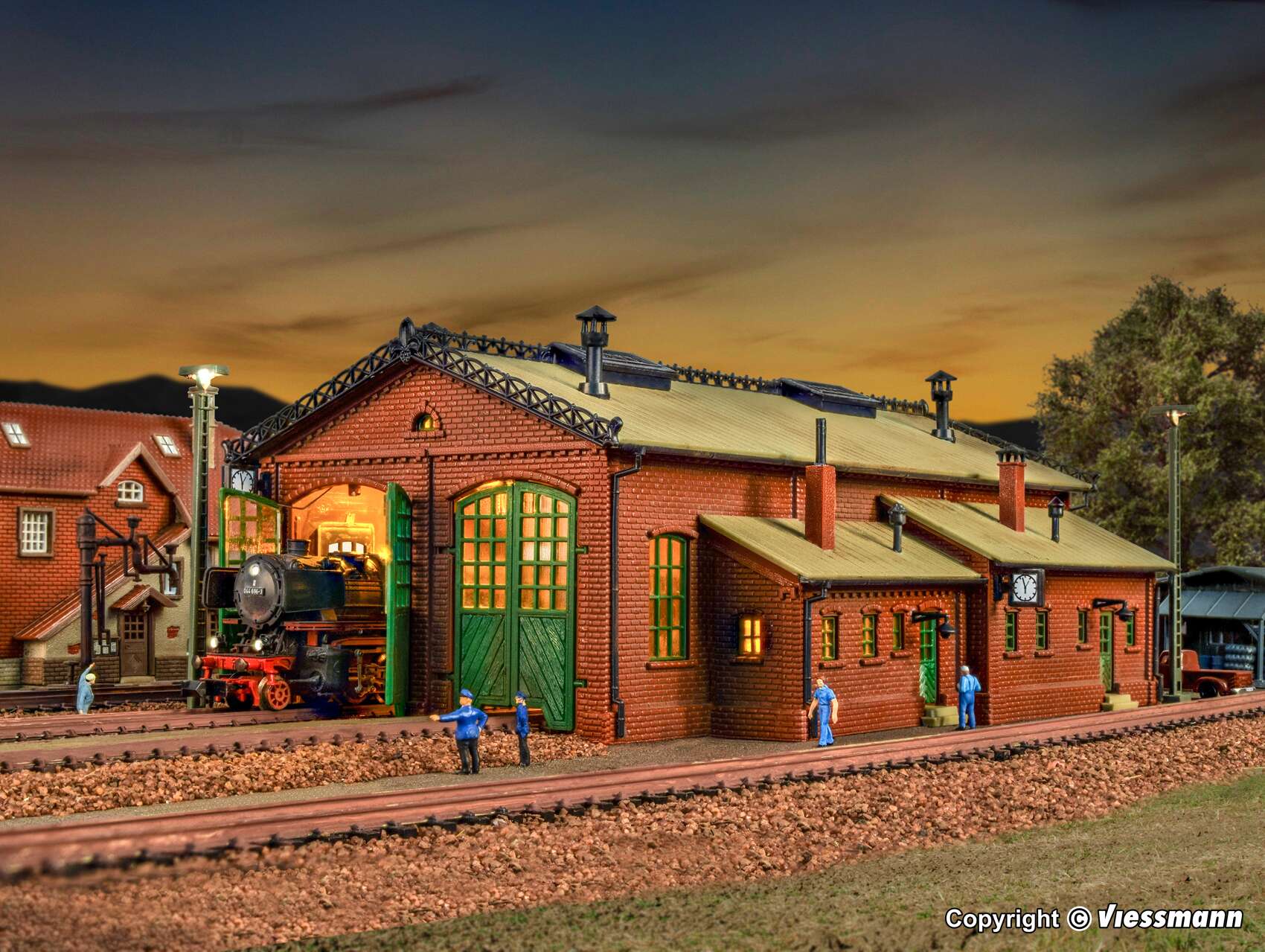 Loco shed, double track