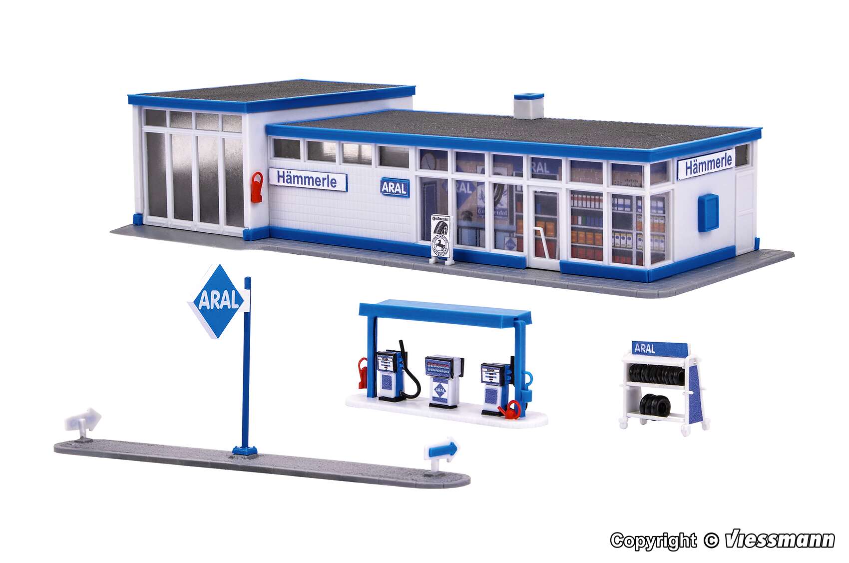 Historical petrol station ARAL incl. LED lighting, functional kit