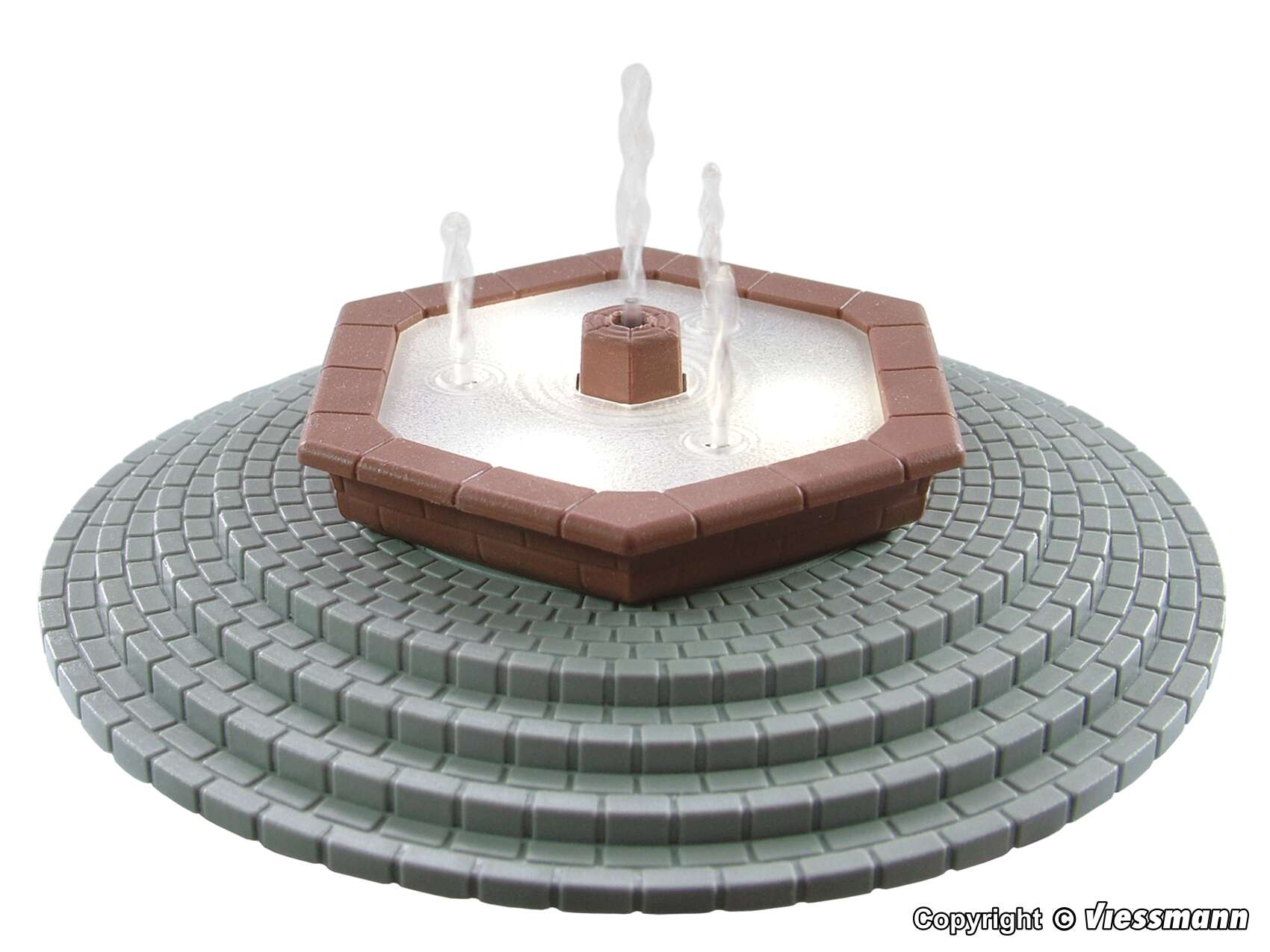 Multijet fountain with LED lighting, moving