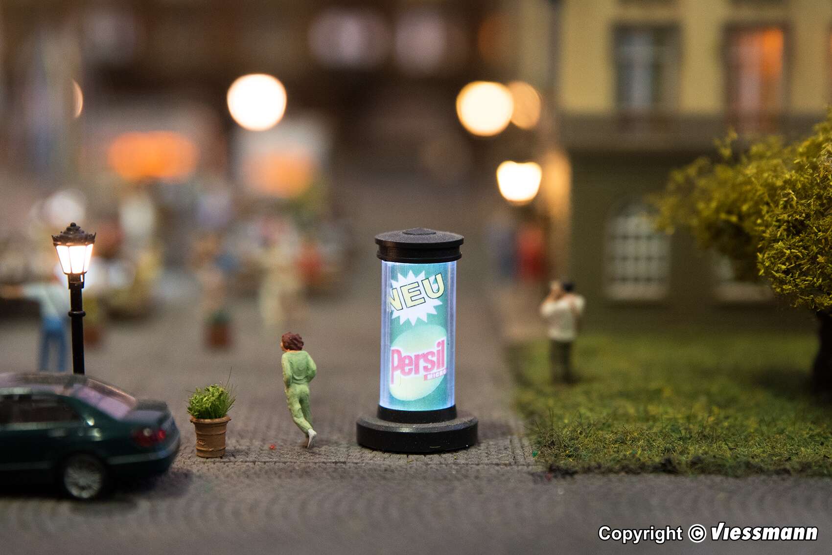 Rotating advertising column with LED lighting