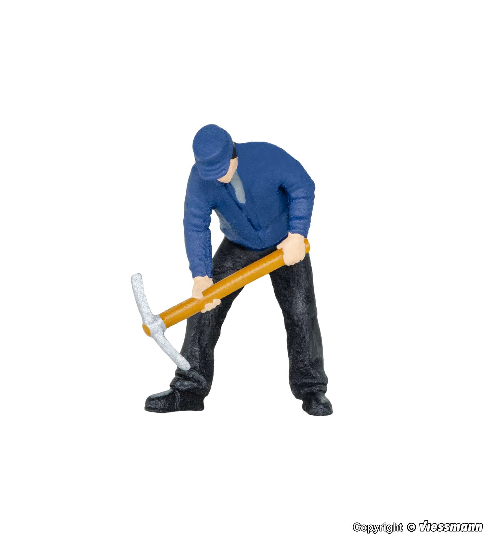 Farm worker with pickaxe, moving