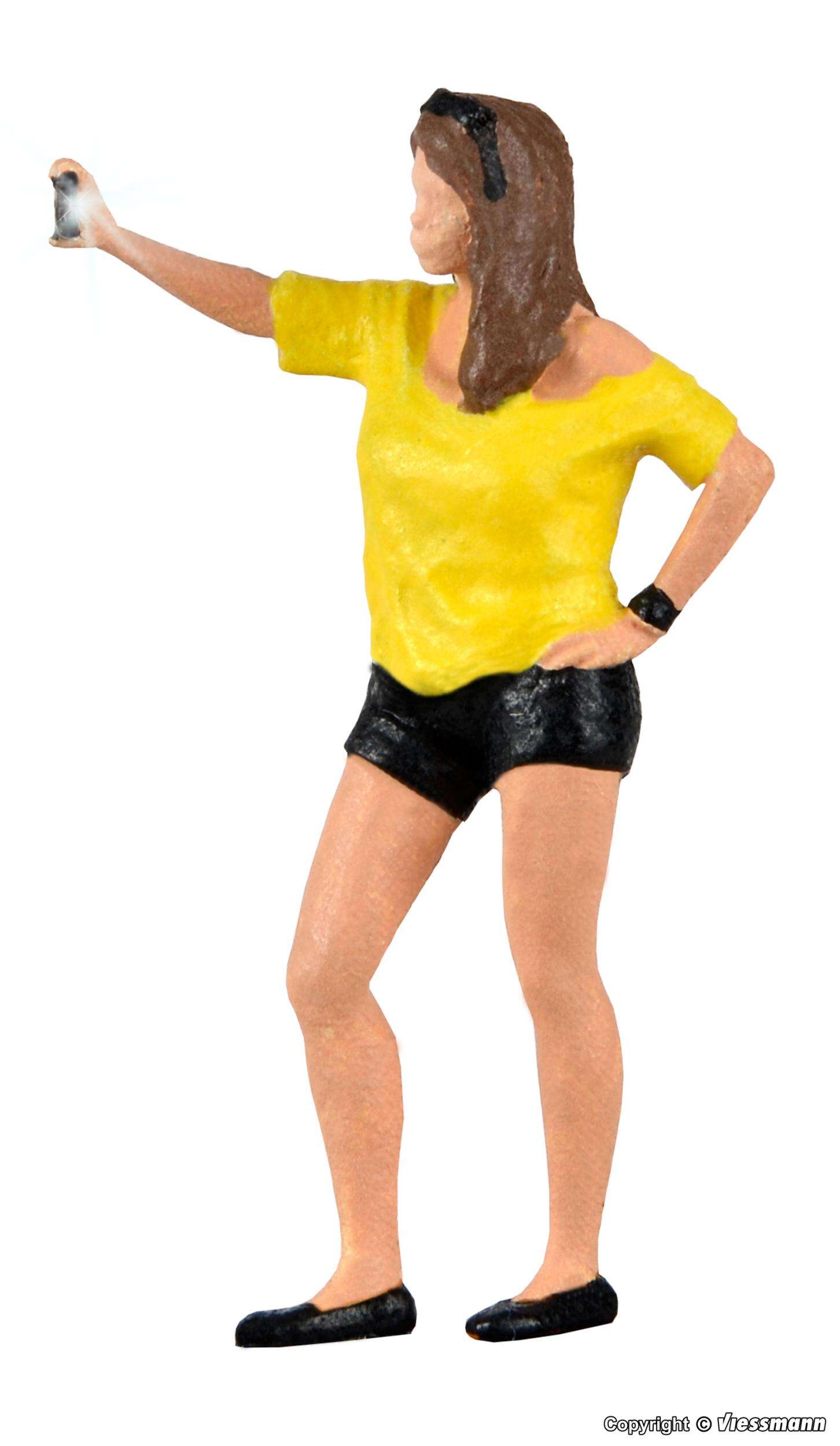 Woman snaps selfie and flashlight