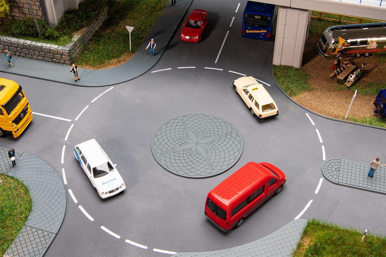 Mini roundabout and traffic island