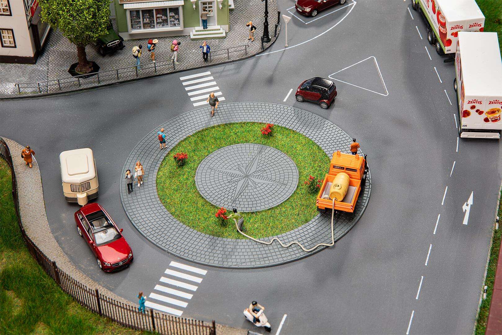 Roundabout and traffic island
