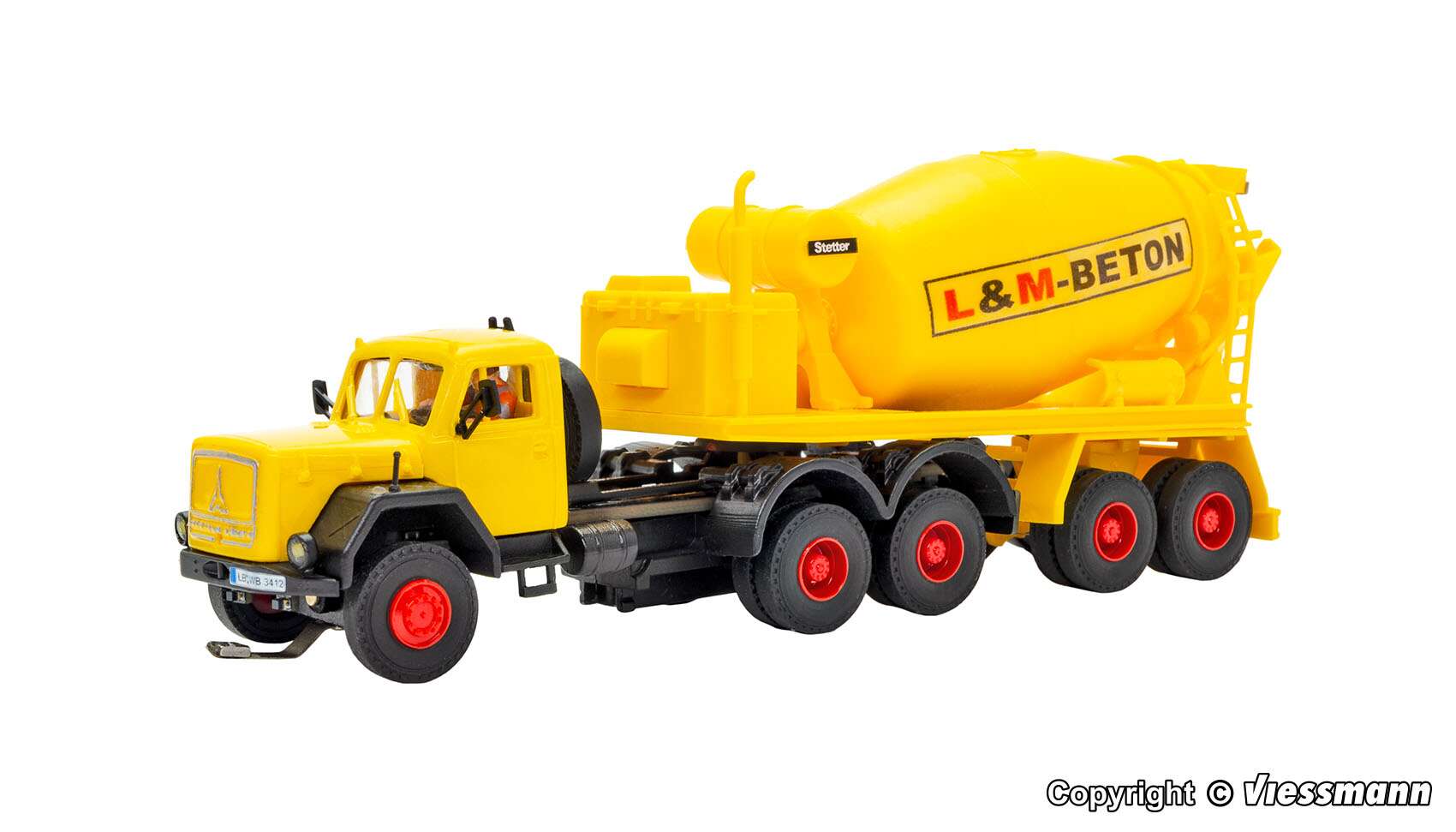 MAGIRUS DEUTZ 3-axle square bonnet with con- crete, mixer semitrailer, basic, functional model