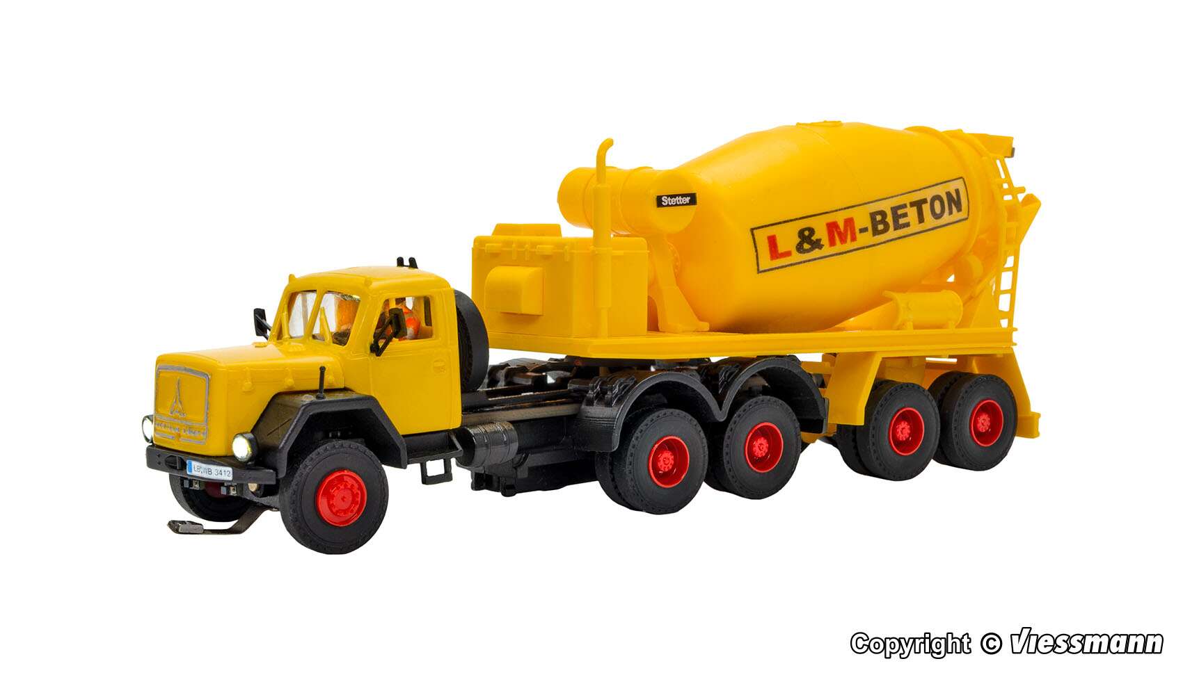 MAGIRUS DEUTZ 3-axle square bonnet with con- crete, mixer semitrailer, basic, functional model