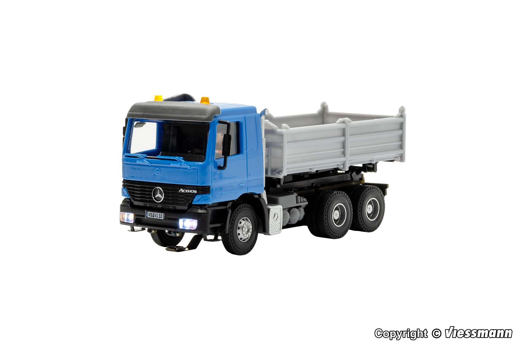 MB ACTROS 3-axle dump truck with rotating flashing lights, basic, functional model