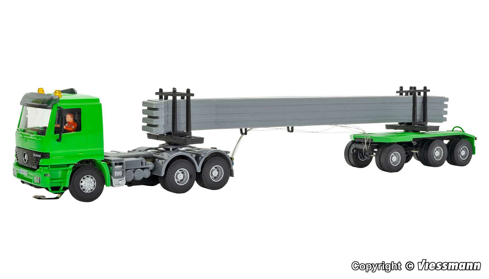 MB ACTROS 3-axle tractor with concrete parts, rotating flashing lights, basic, functional model