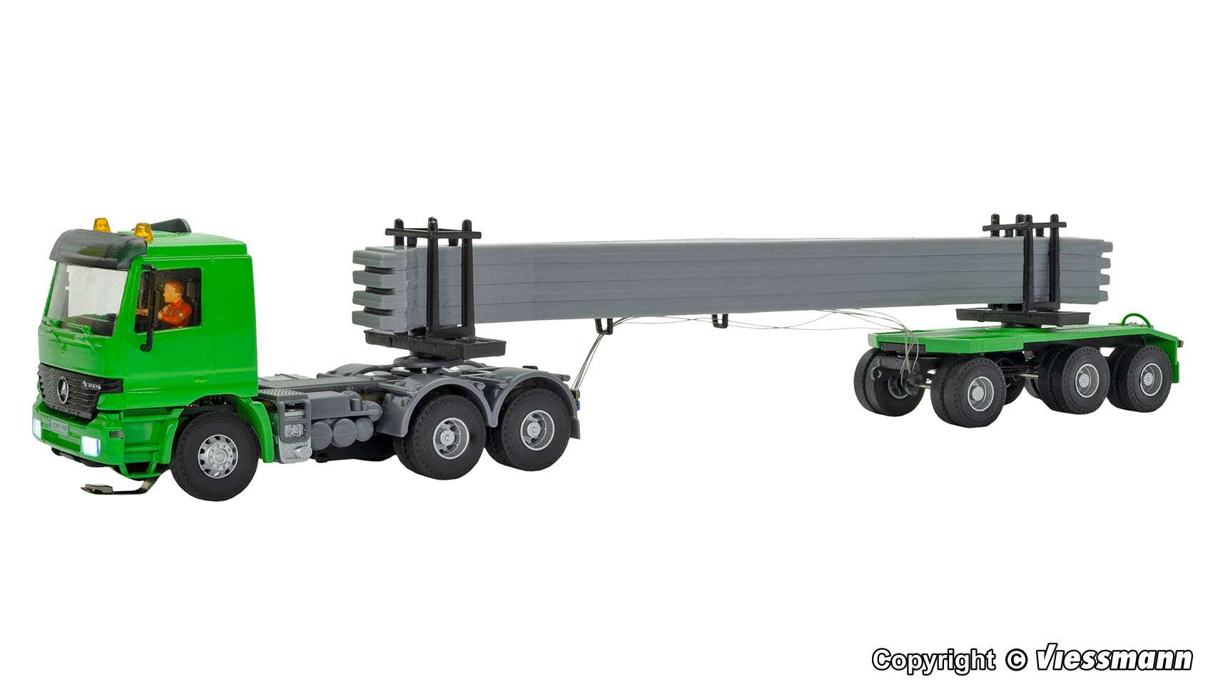 MB ACTROS 3-axle tractor with concrete parts, rotating flashing lights, basic, functional model