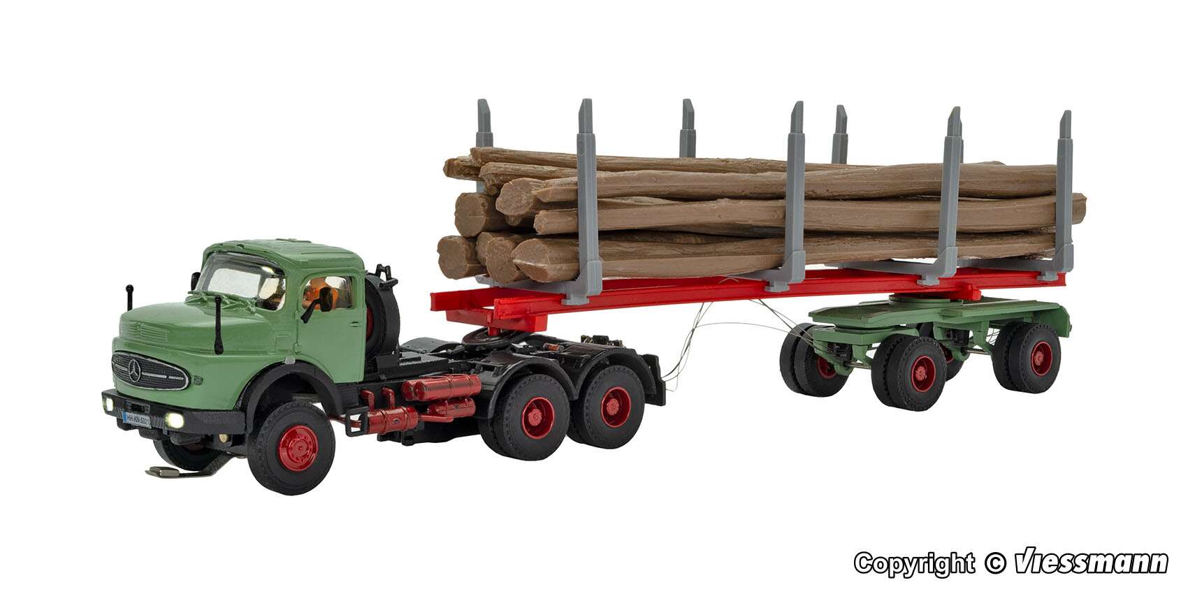 MB Round bonnet 3-axle with long log truck, basic, functional model