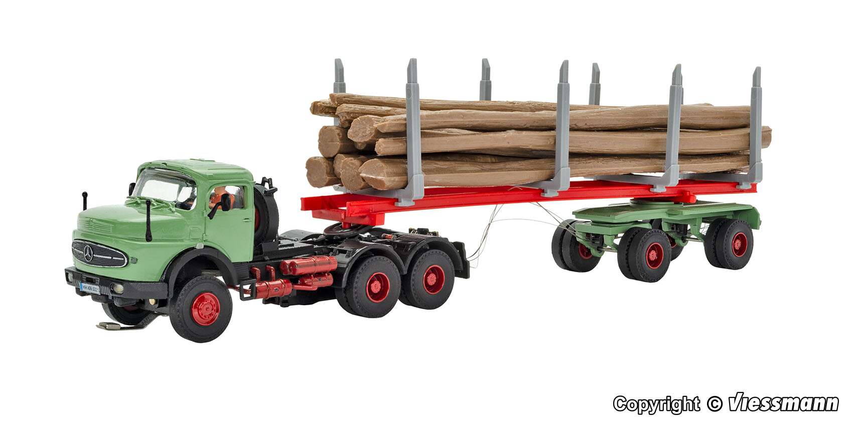 MB Round bonnet 3-axle with long log truck, basic, functional model