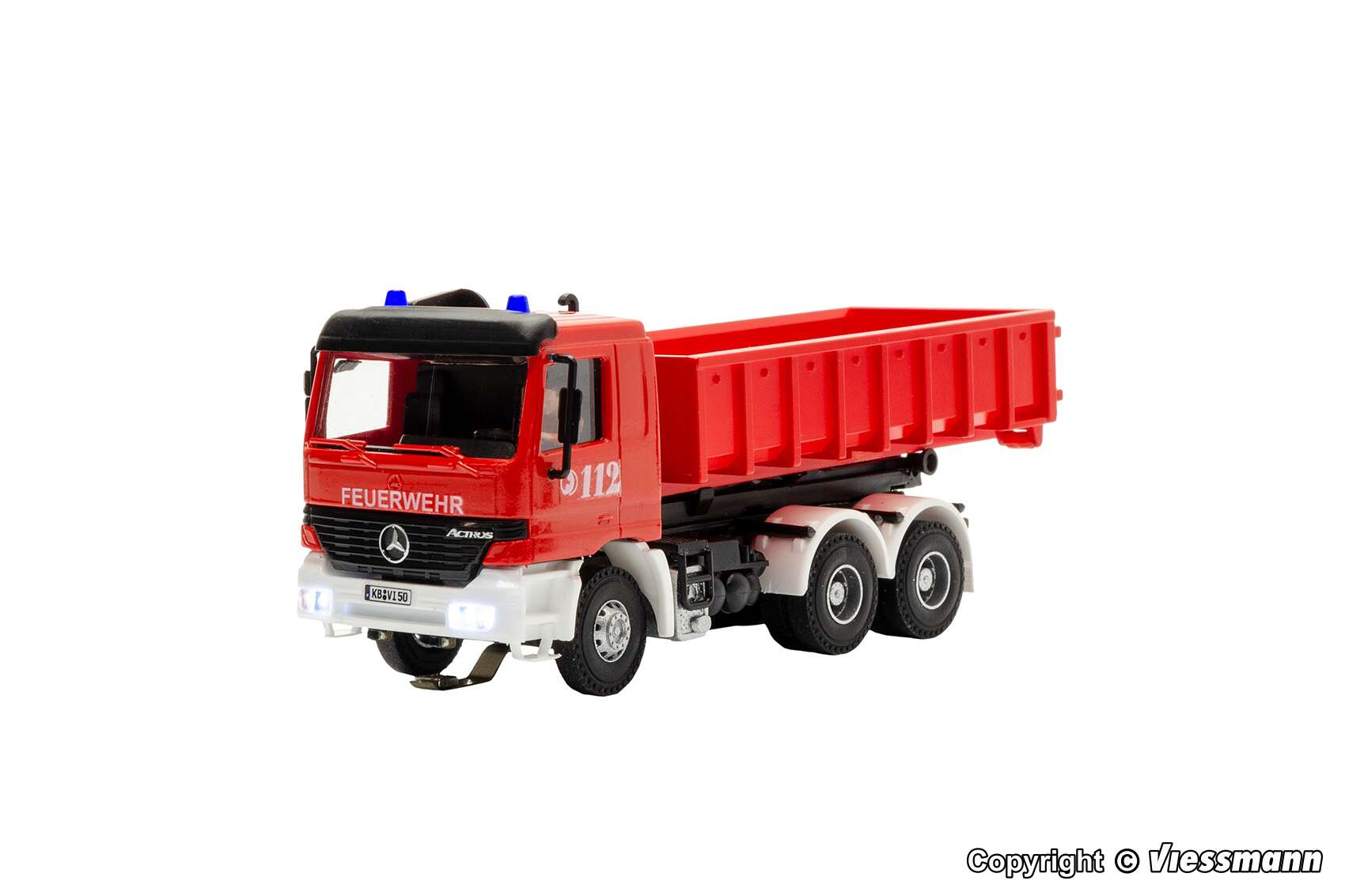 Fire brigade MB ACTROS 3-axle with roll-off container and rotating flashing lights, basic
