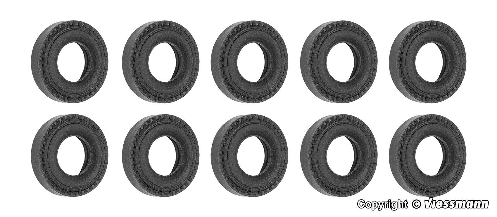 Set rubber tyres, 10 pieces