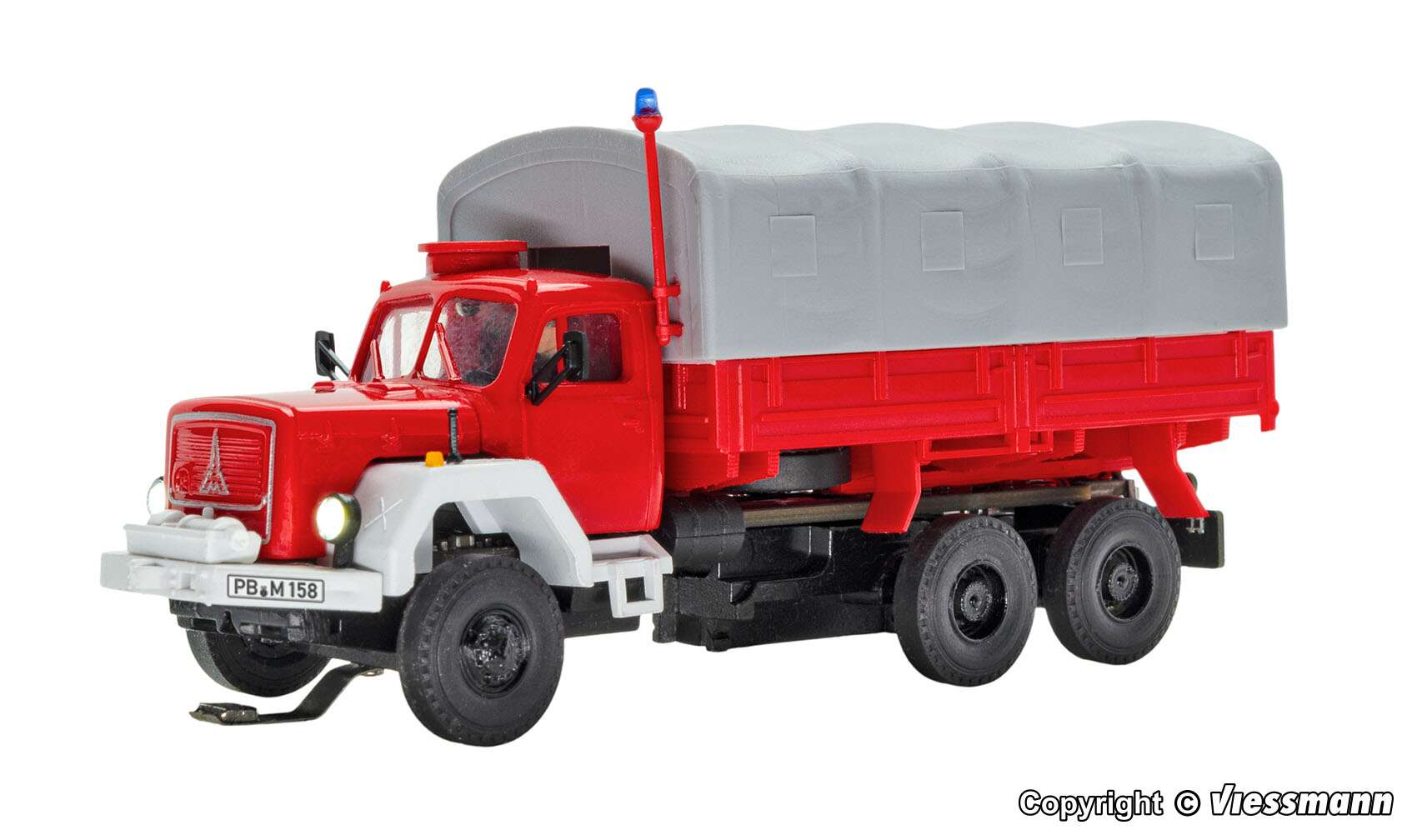 Fire brigade MAGIRUS JUPITER 3-axle with tipper, tarpaulin, rotating flashing light, basic