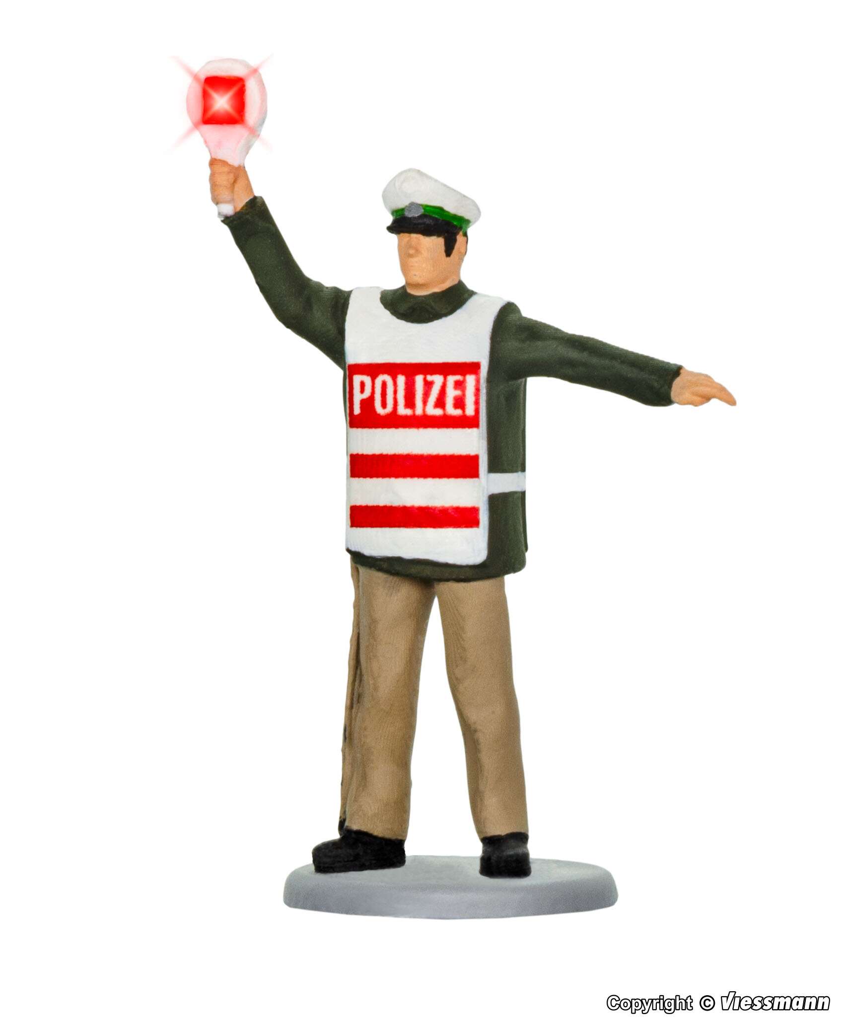 Policeman with illuminated stop signal