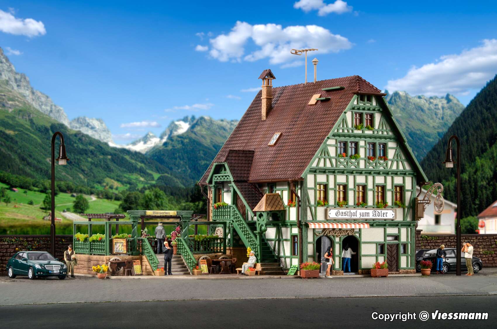 Inn with butcher‘s shop, interior and LED lighting, functional kit