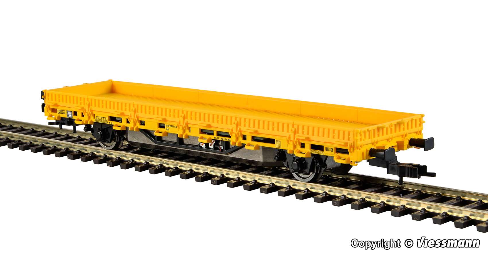 Low side car, yellow, with drive unit, functional model for 2 rail version