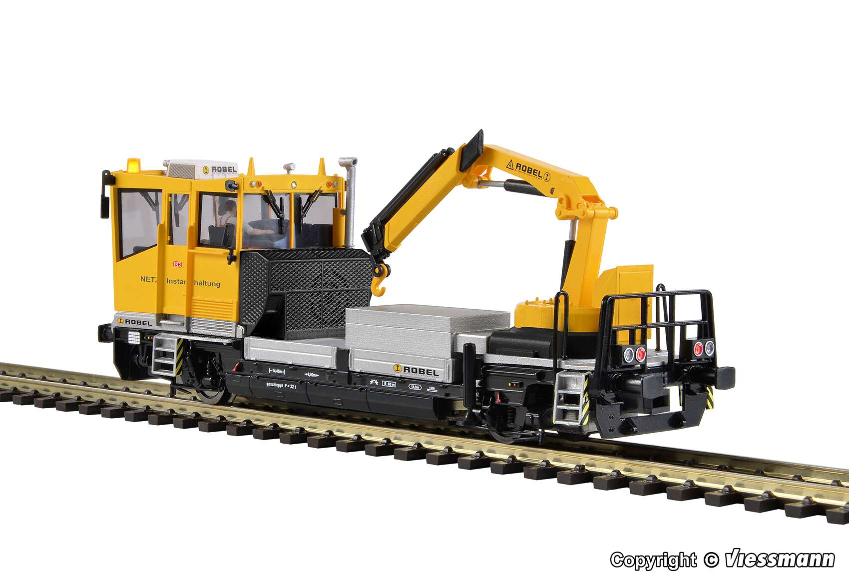 ROBEL track motor car 54.22 DB Netz with motorized crane, functional model, 2 rail version