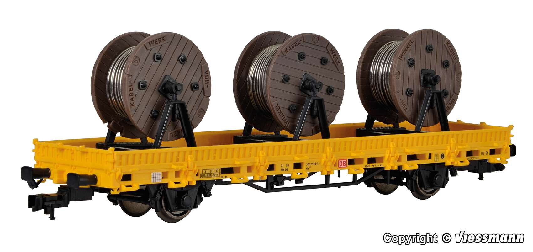 Low side car with 3 cable reels GleisBau, finished model