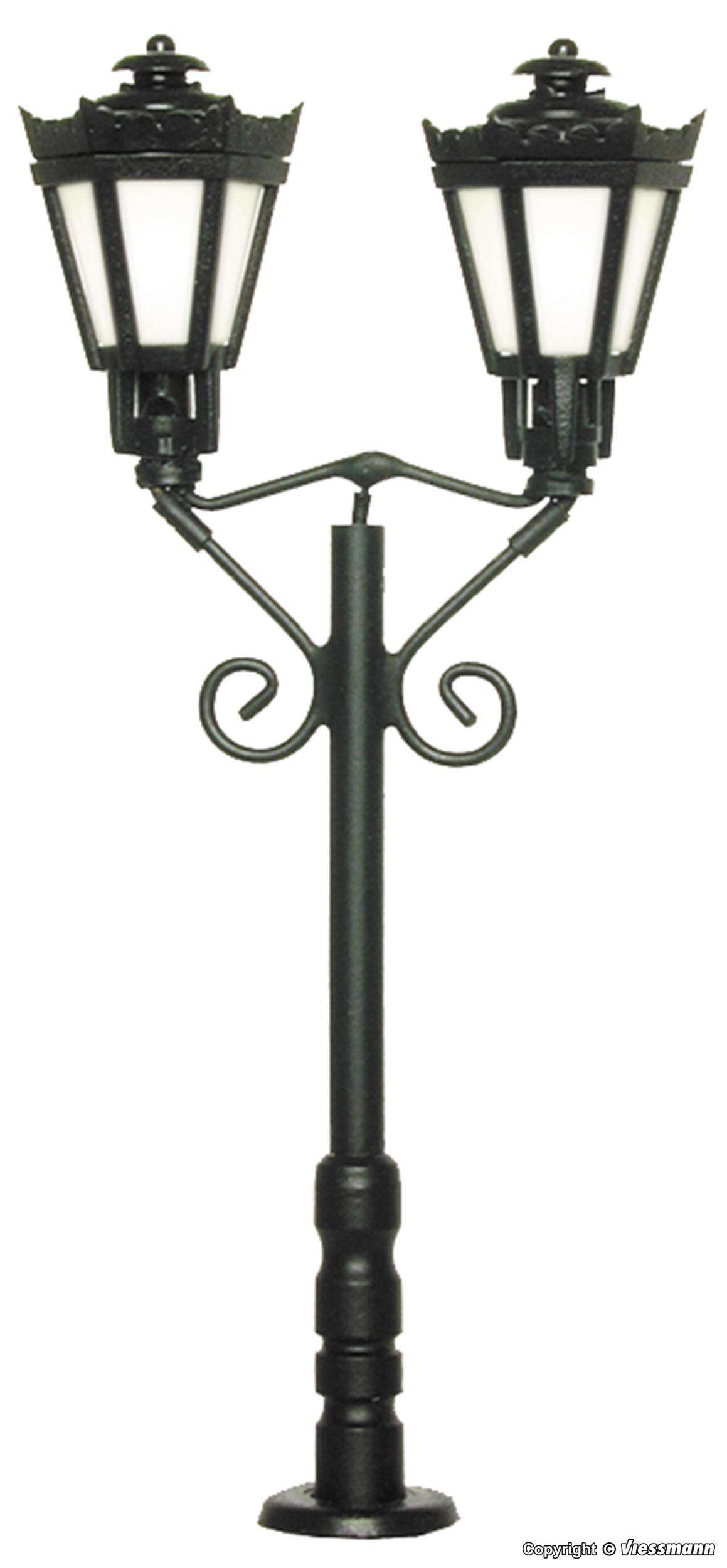 Park lamp double, black, 2 LEDs warm-white